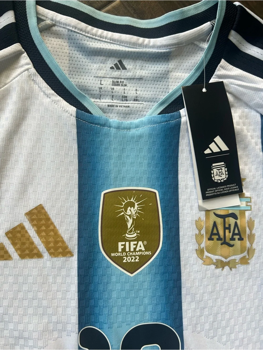 Adidas Argentina Home Soccer Jersey MESSI Light Blue & White PLAYER VERSION